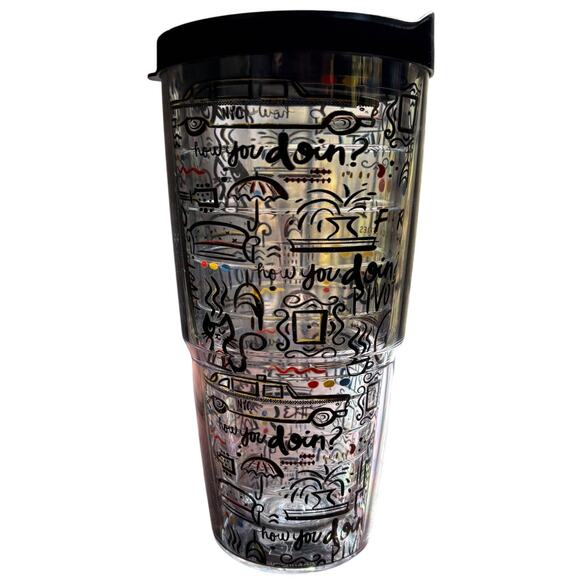 Friends Tervis 24 oz Tumbler w/ Black Lid EUC Sticker Attached - Picture 5 of 9